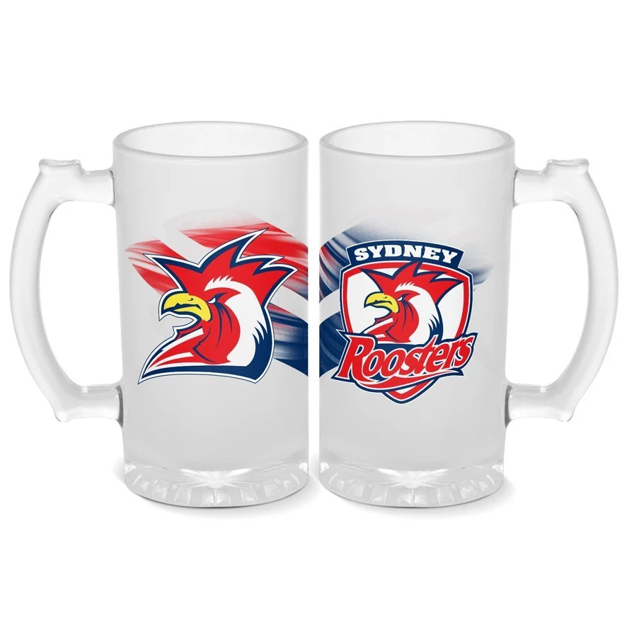 NRL Frosted Stein Glass - Sydney Roosters - 500ml - Drink Cup Mug - Image 2