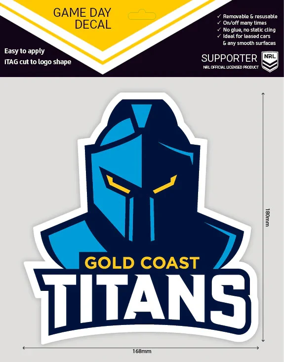 NRL Game Day Decal  - Gold Coast Titans - Car Sticker 180mm - Image 2