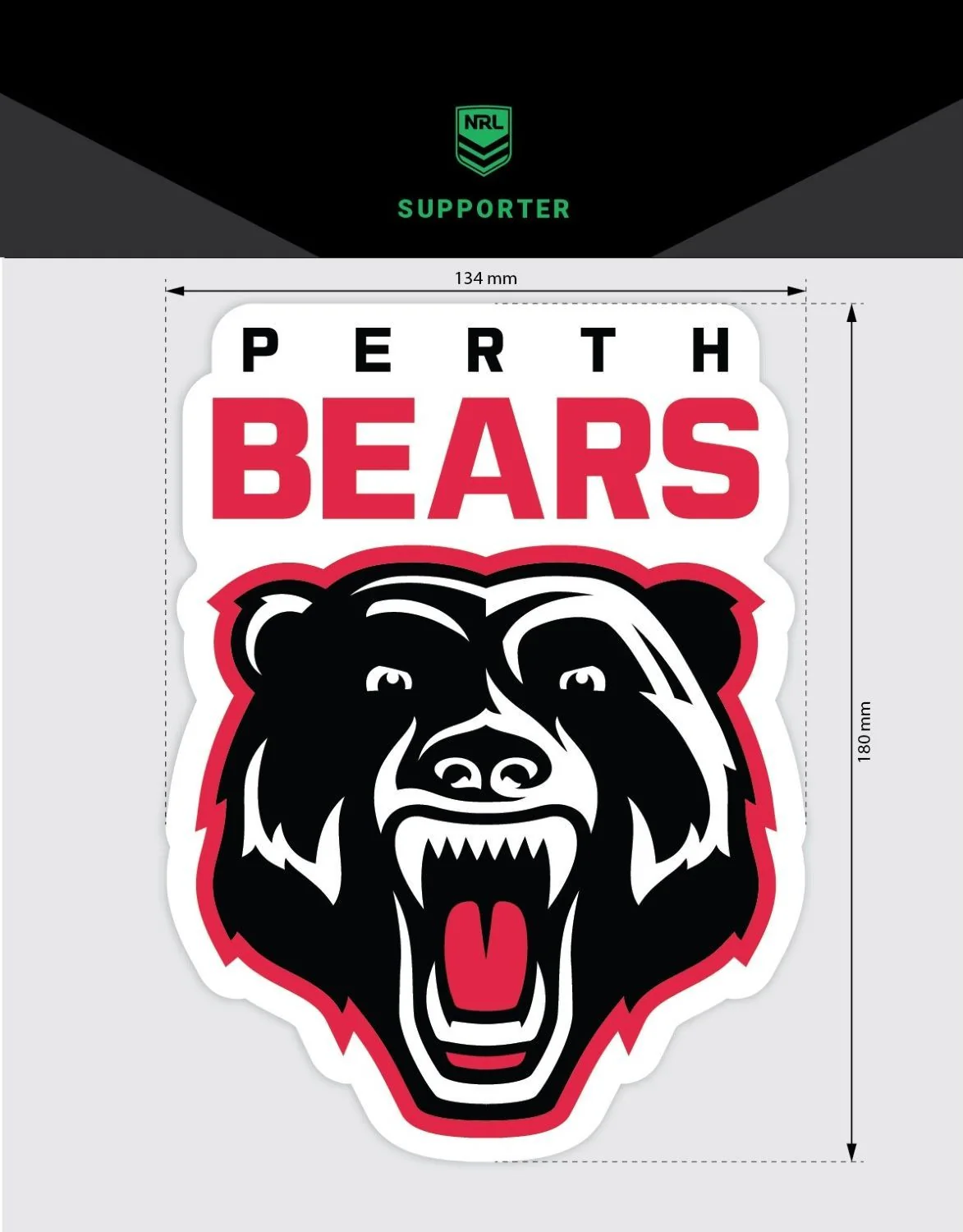 NRL Game Day Decal  Perth Bears  25cm x 21cm