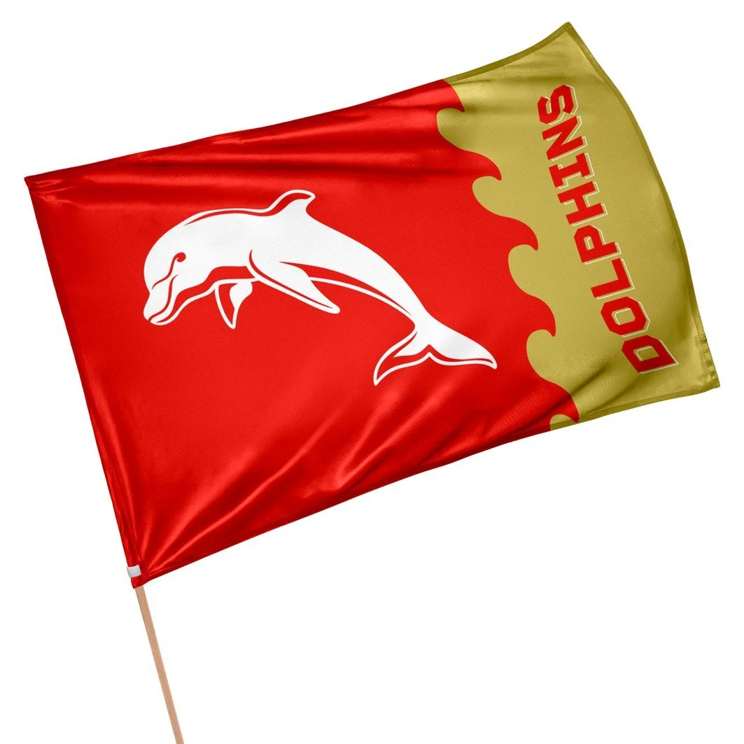 NRL Game Day Flag - Dolphins - Supporter Flag With Pole - 60x90cm