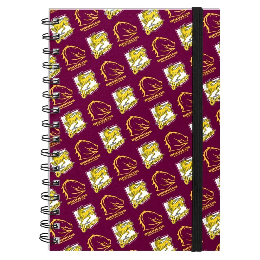 NRL Hard Cover Notebook - Brisbane Broncos - A5 60 Page Pad