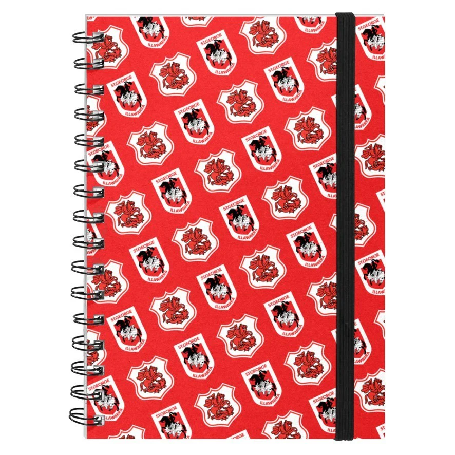 NRL Hard Cover Notebook - St George Illawarra Dragons - A5 60 Page Pad