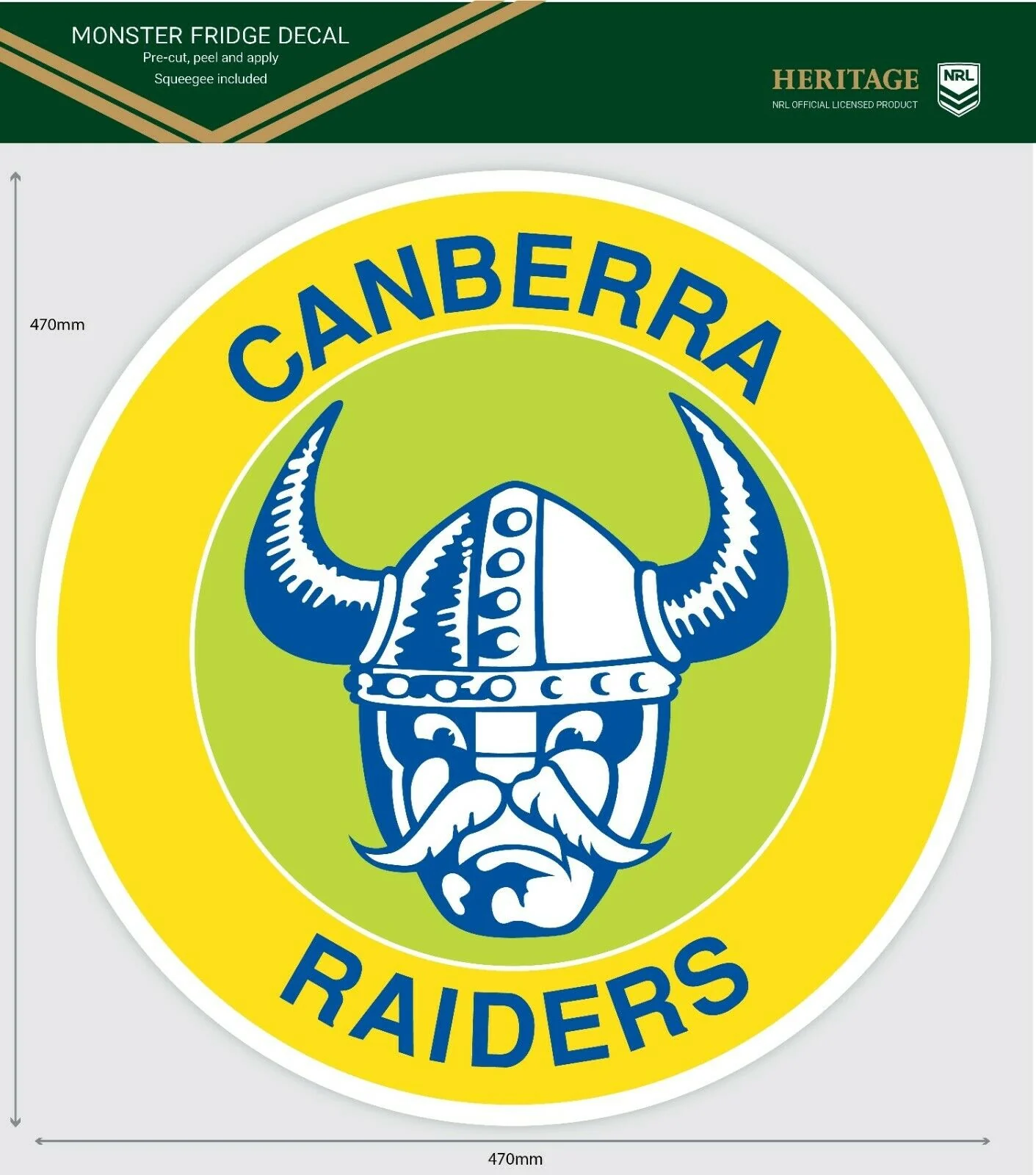 NRL Heritage Fridge Decal - Canberra Raiders - Team Logo Sticker - 470x470mm - Image 2
