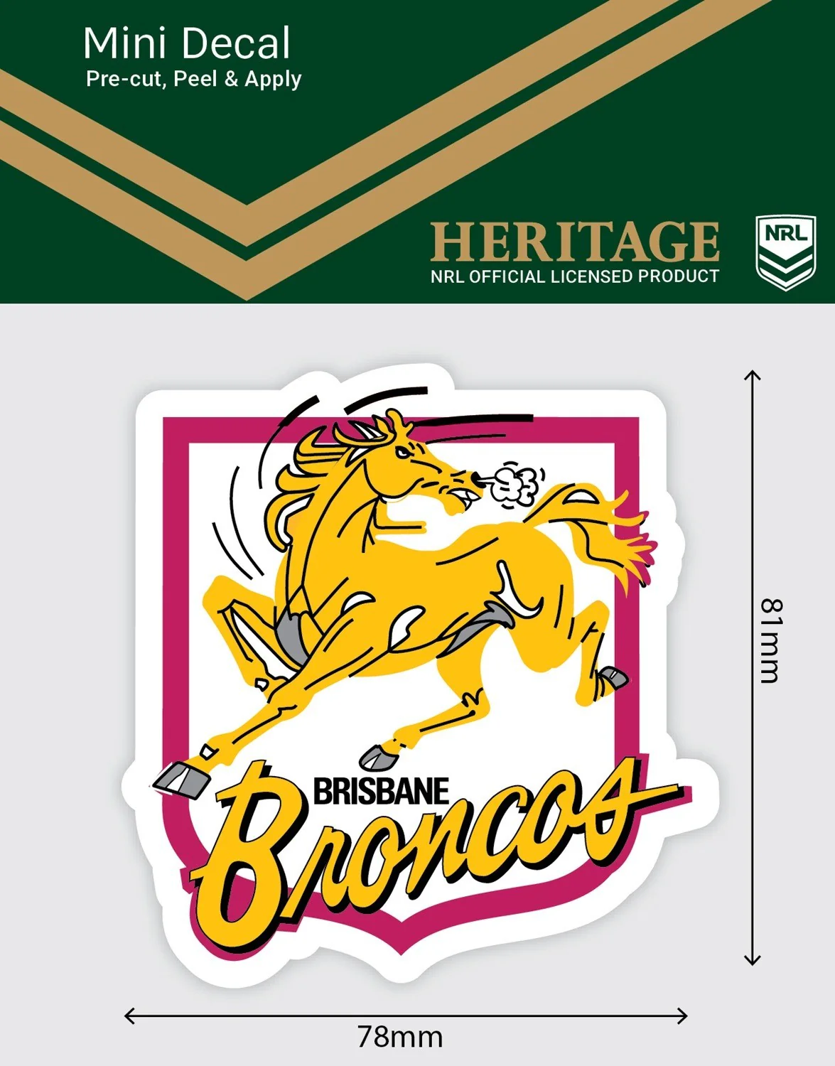NRL Heritage Mini Decal - Brisbane Broncos - Single Sticker - Image 2