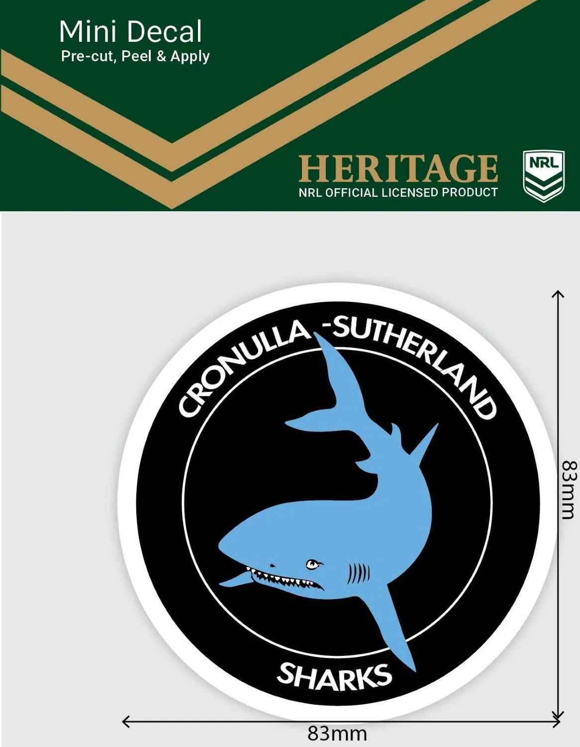 NRL Heritage Mini Decal - Cronulla Sharks - Single Sticker - Image 2