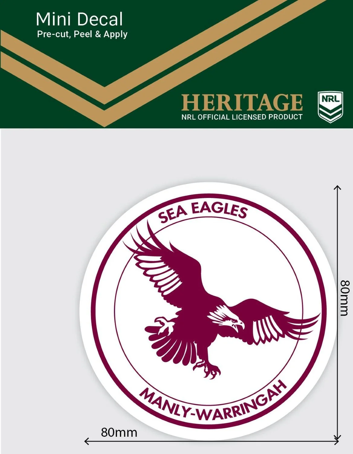 NRL Heritage Mini Decal - Manly Sea Eagles - Single Sticker - Image 2