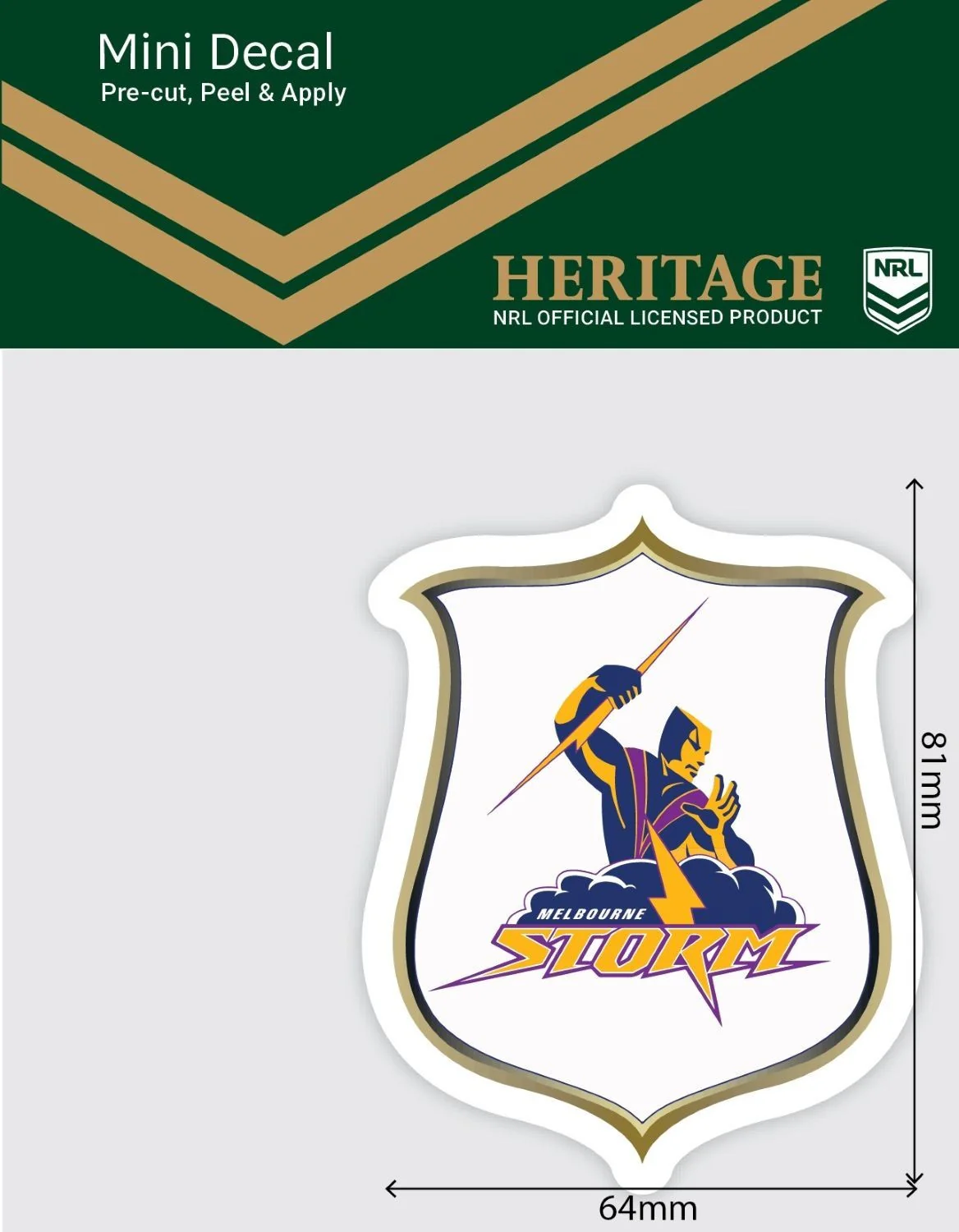 NRL Heritage Mini Decal - Melbourne Storm - Single Sticker - Image 2