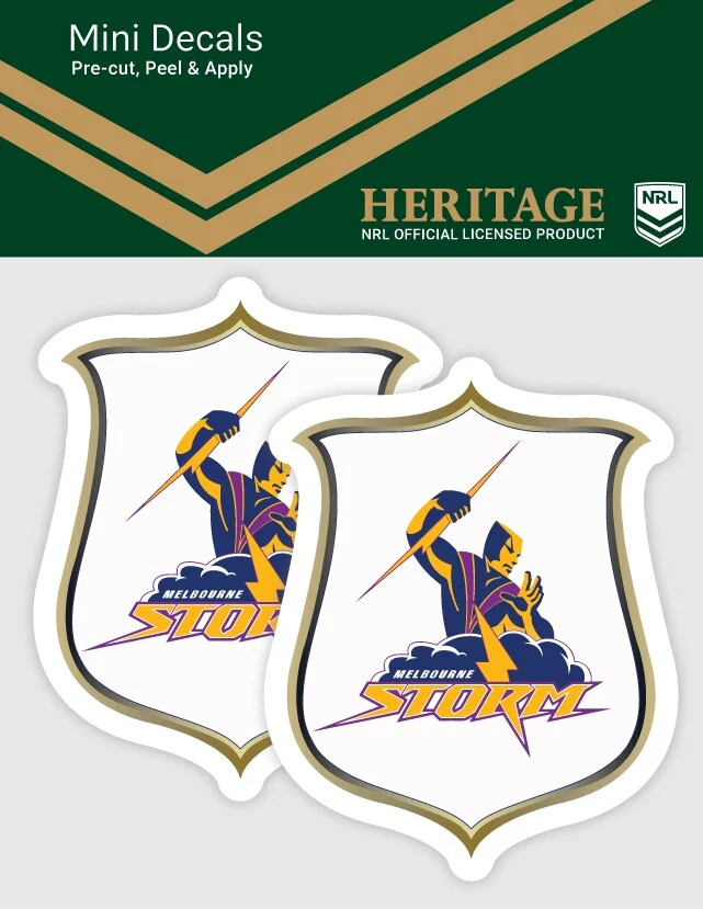 NRL Heritage Mini Decal - Melbourne Storm - Sticker Set Of 2 - 8x7cm