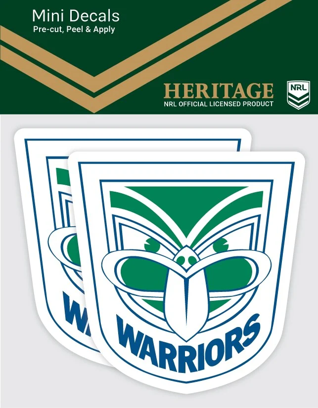 NRL Heritage Mini Decal - New Zealand Warriors - Sticker Set Of 2 - 8x7cm