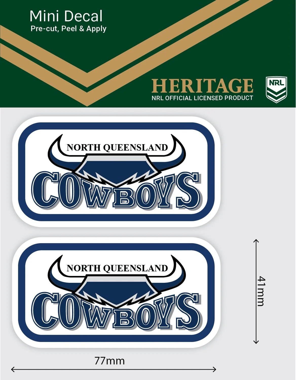 NRL Heritage Mini Decal - North Queensland Cowboys - Single Sticker - Image 2