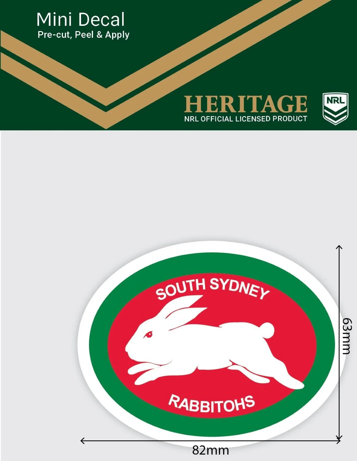 NRL Heritage Mini Decal - South Sydney Rabbitohs - Single Sticker - Image 2