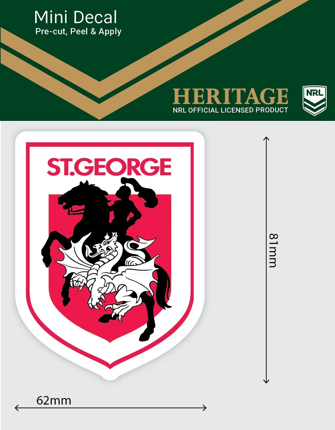 NRL Heritage Mini Decal - St George Dragons - Single Sticker - Image 2