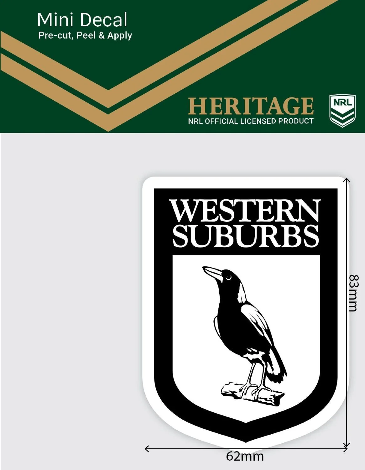 NRL Heritage Mini Decal - Western Suburbs Magpies - Single Sticker - Image 2