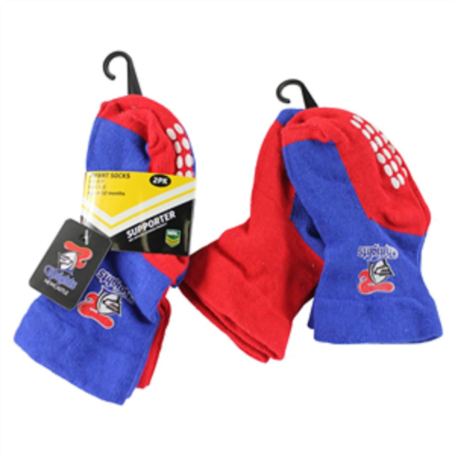 NRL Infant Socks -  Newcastle Knights - Set Of Two - Non Slip - Sock - Baby