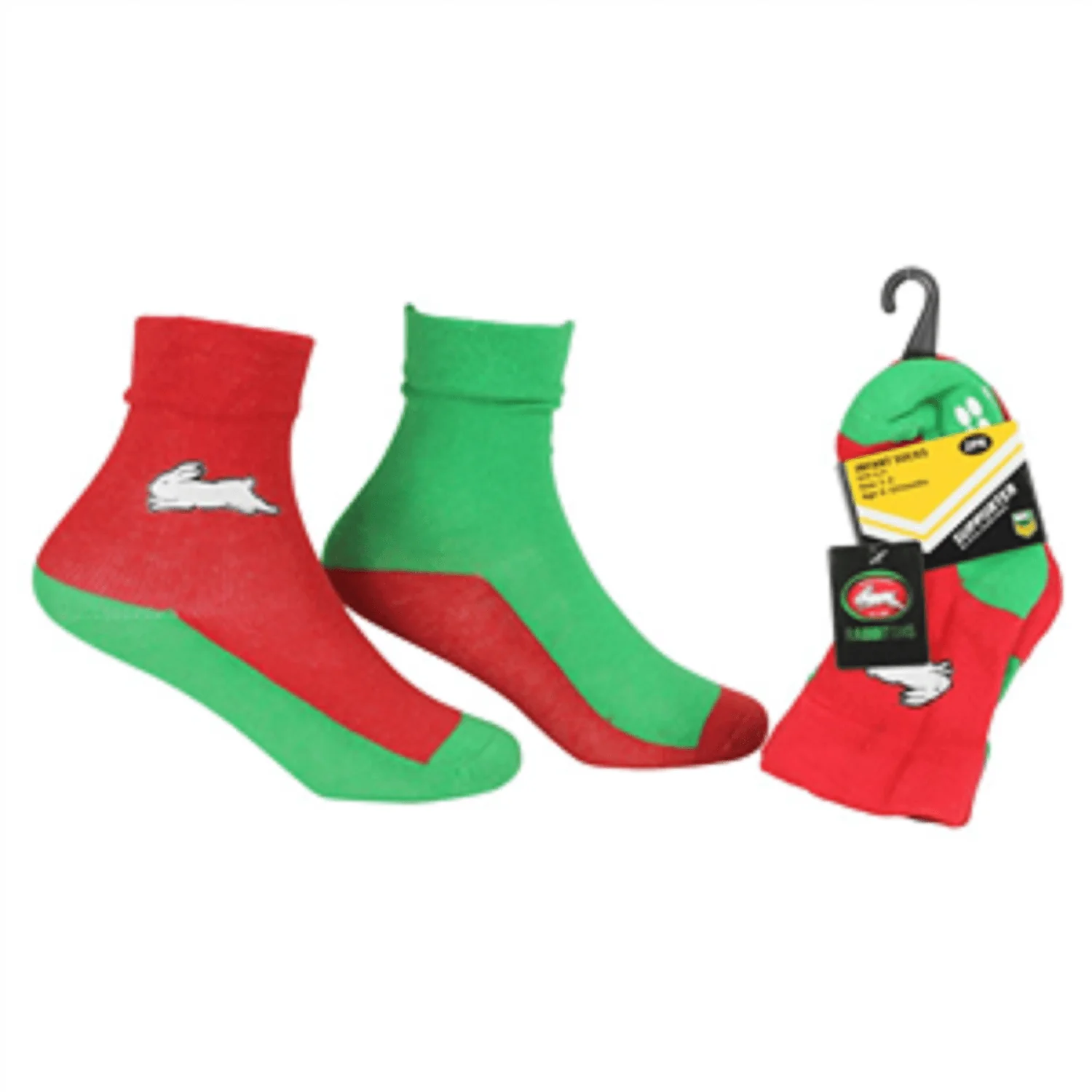 NRL Infant Socks - South Sydney Rabbitohs - Set Of Two - Non Slip - Sock - Baby - Image 2