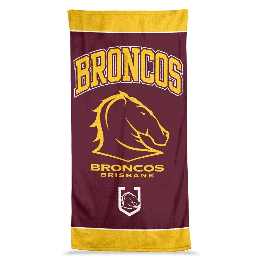 NRL  Jumbo Beach Towel - Brisbane Broncos - Team Logo - 90cmx170cm