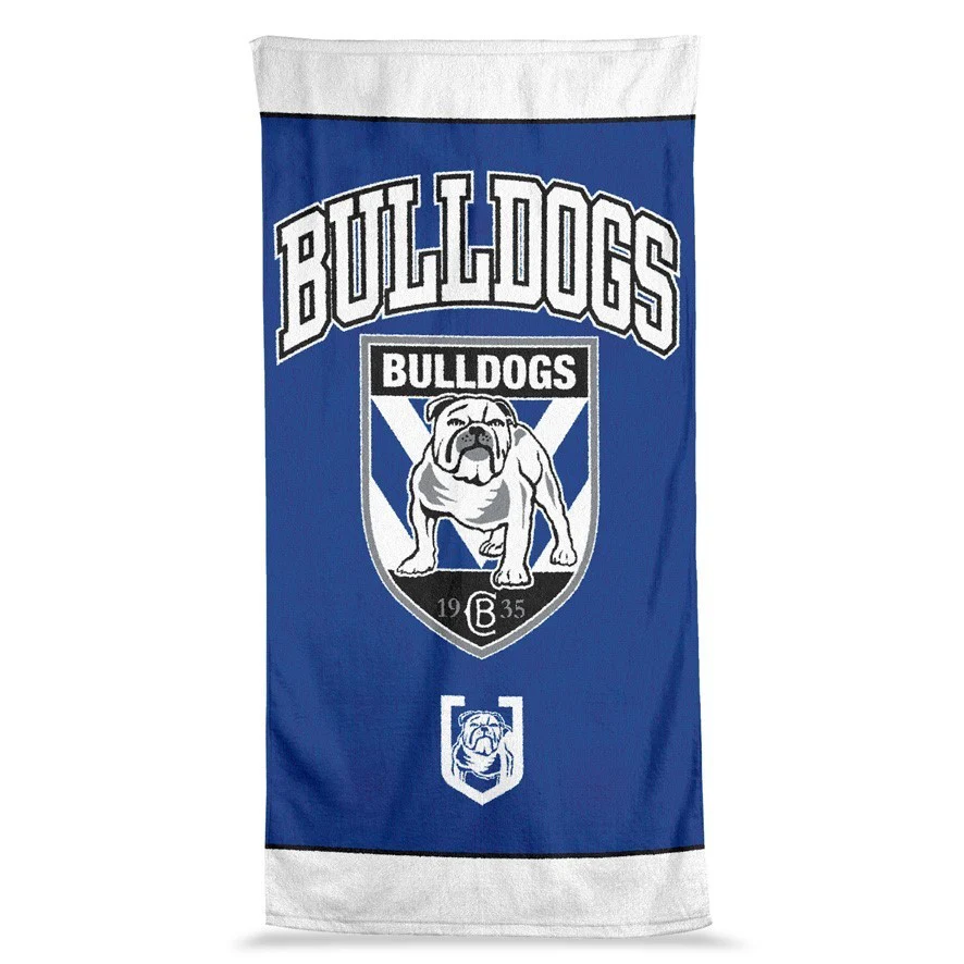 NRL  Jumbo Beach Towel - Canterbury Bulldogs - Team Logo - 90cmx170cm - Image 2