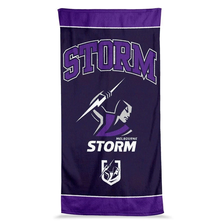 NRL  Jumbo Beach Towel - Melbourne Storm - Team Logo - 90cmx170cm