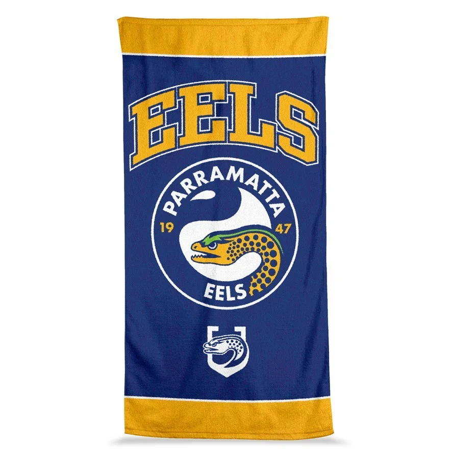 NRL Jumbo Beach Towel - Parramatta Eels - Team Logo - 90cmx170cm - Image 2