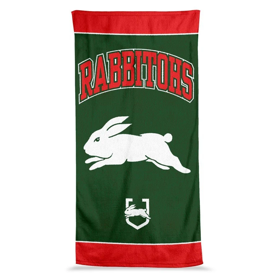 NRL  Jumbo Beach Towel - South Sydney Rabbitohs - Team Logo - 90cmx170cm