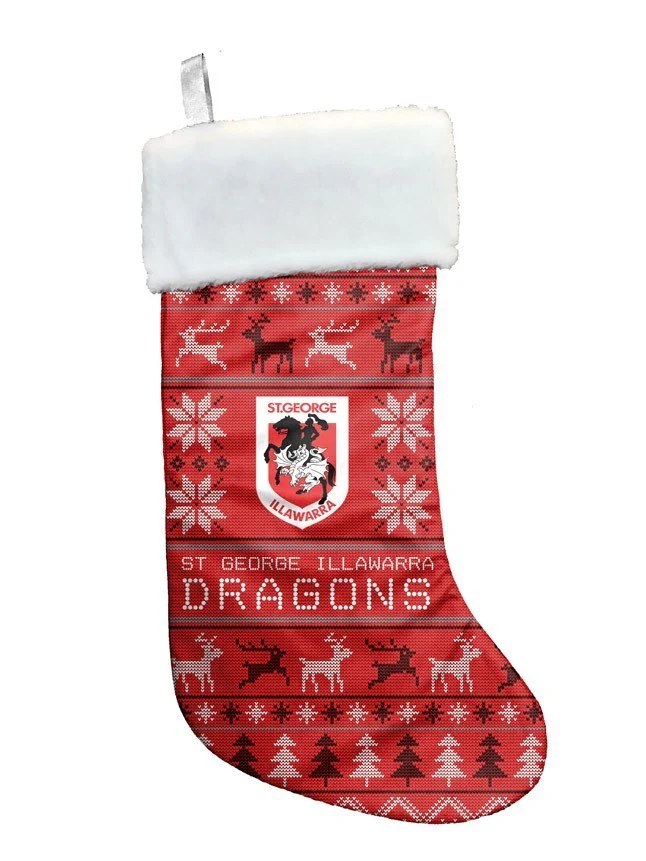 NRL Jumbo Christmas Stocking - St George Illawarra Dragons - Sweater Print - XMAS