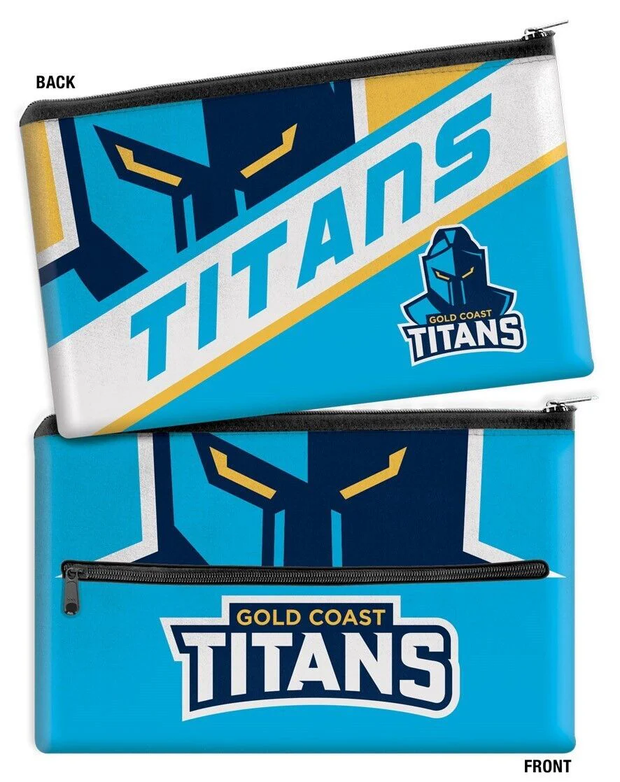 NRL Large Pencil Case - Gold Coast Titans - Neoprene - 33cm x 21cm - Image 2