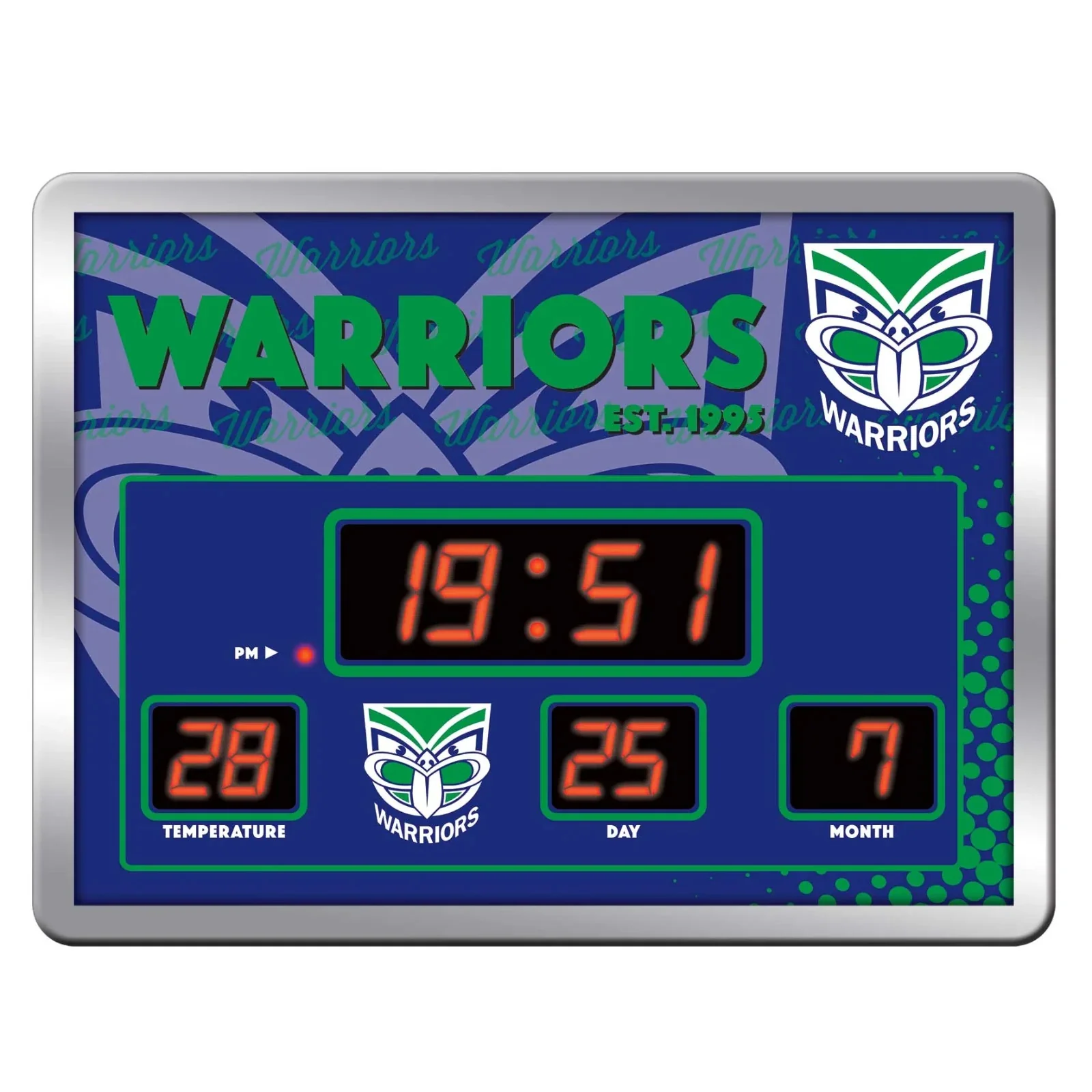 NRL LED Scoreboard Clock - New Zealand Warrirors - 45x33cm - Time Temp Date
