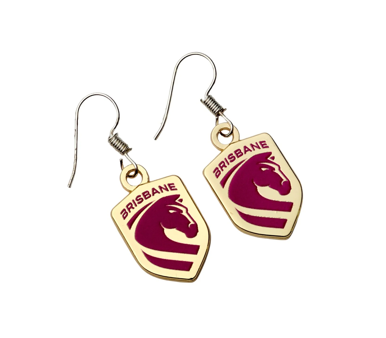 NRL Logo Metal Earrings - Brisbane Broncos - Surgical Steel - Drop Earrings