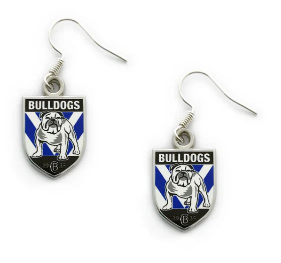 NRL Logo Metal Earrings Canterbury Bulldogs Old Logo Drop Earrings