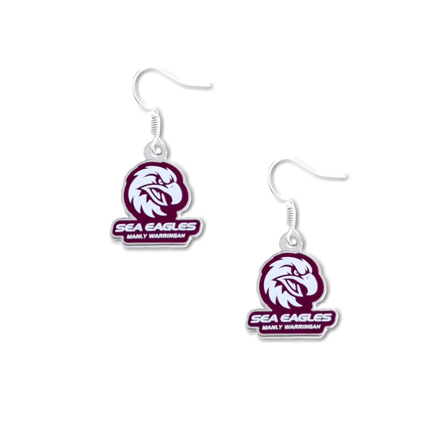 NRL Logo Metal Earrings - Manly Sea Eagles - Surgical Steel - Drop Earrings - Image 2