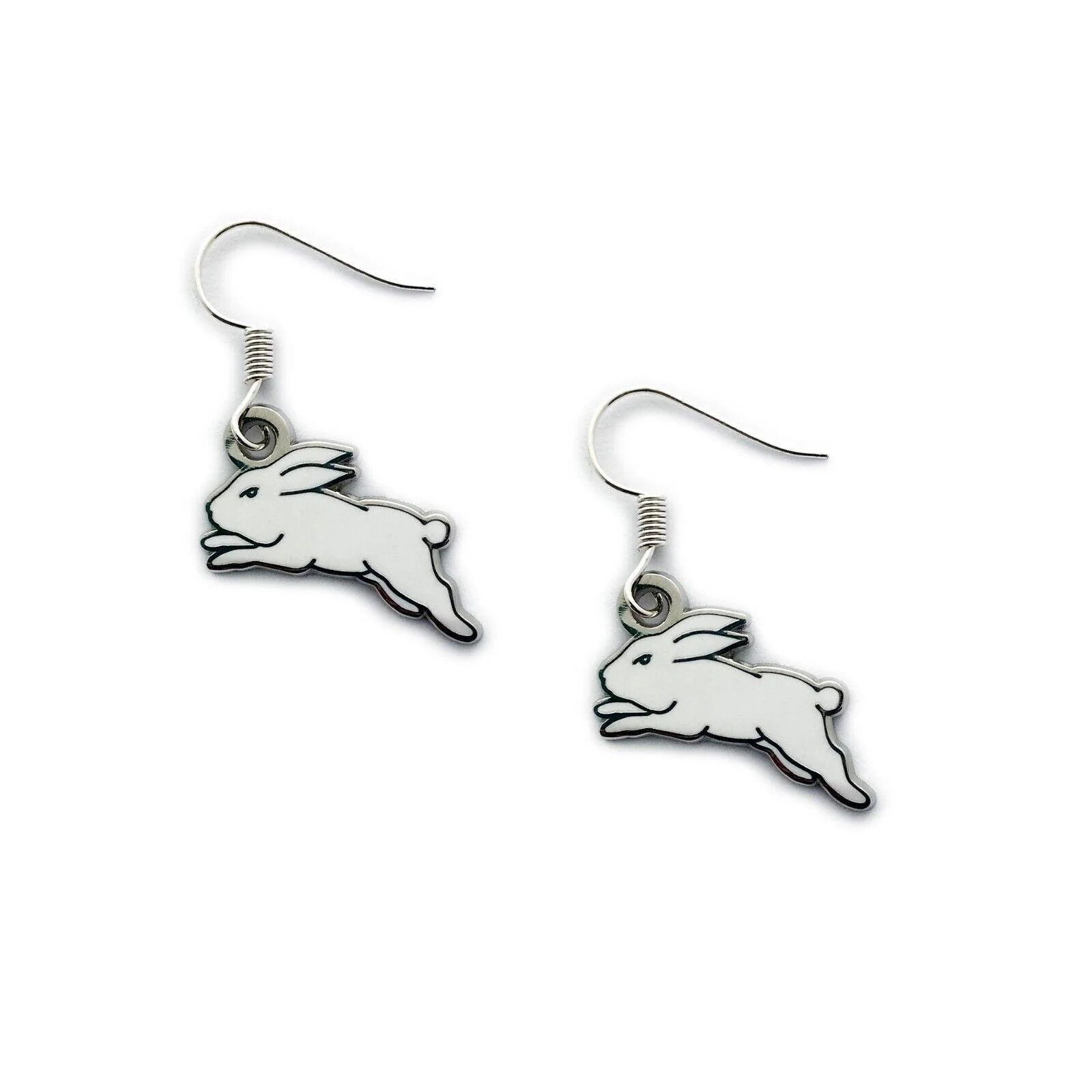 NRL Logo Metal Earrings - South Sydney Rabbitohs  - Surgical Steel - Drop - Image 2