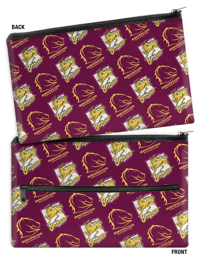 NRL Logo Pencil Case - Brisbane Broncos - Neoprene - 33cm x 21cm