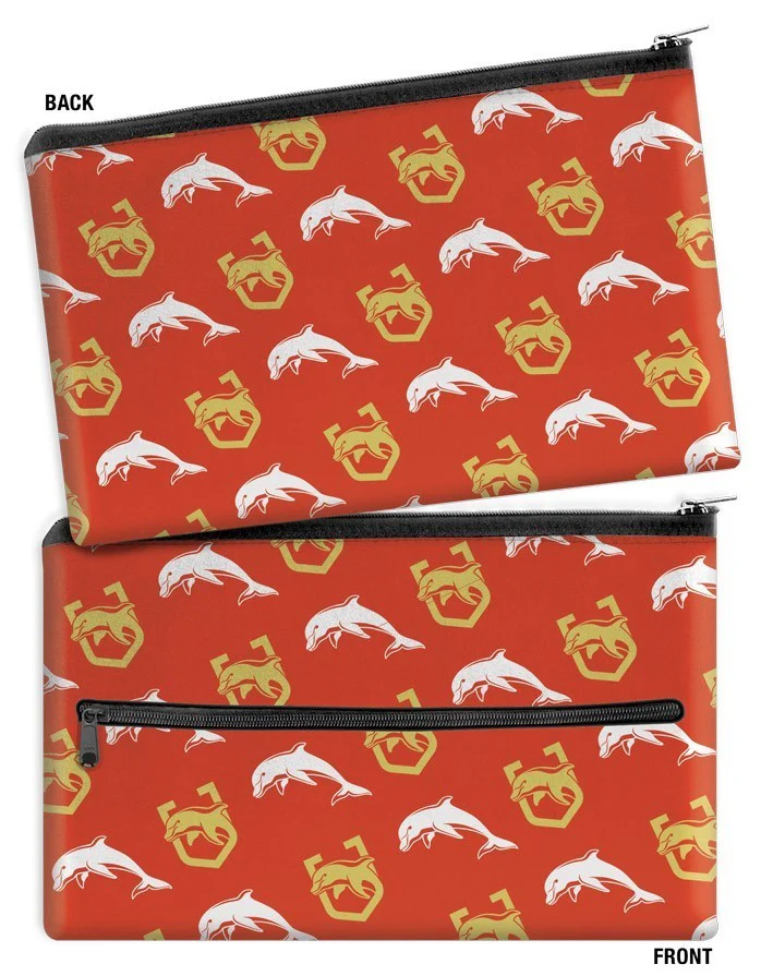 NRL Logo Pencil Case - Dolphins - Neoprene - 33cm x 21cm - Image 2