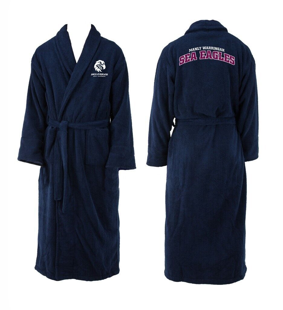 NRL Long Sleeve Bath Robe - Manly Sea Eagles - Dressing Gown - Adult - Image 2
