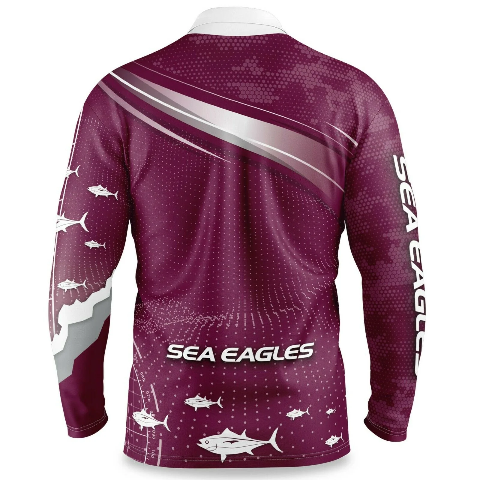 NRL Long Sleeve Fishfinder Fishing Polo Tee Shirt - Manly Sea Eagles - YOUTH - Image 2