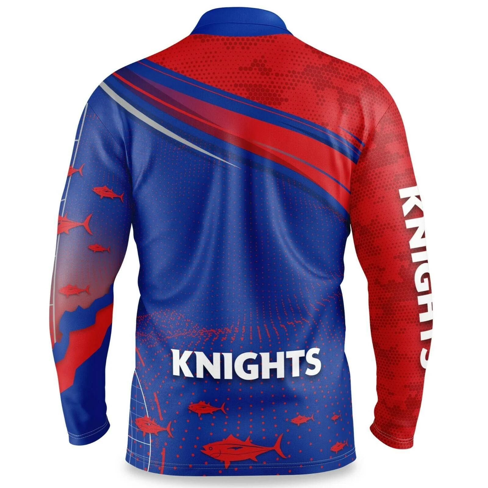 NRL Long Sleeve Fishfinder Fishing Polo Tee Shirt - Newcastle Knights - YOUTH - Image 2