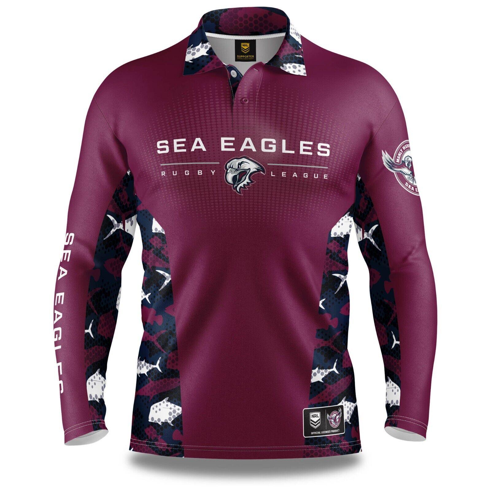 NRL Long Sleeve Reef Runner Fishing Polo Shirt - Manly Sea Eagles - YOUTH - Image 2