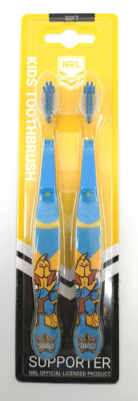 NRL Mascot Kids Toothbrush - Gold Coast Titans - Soft - Image 2