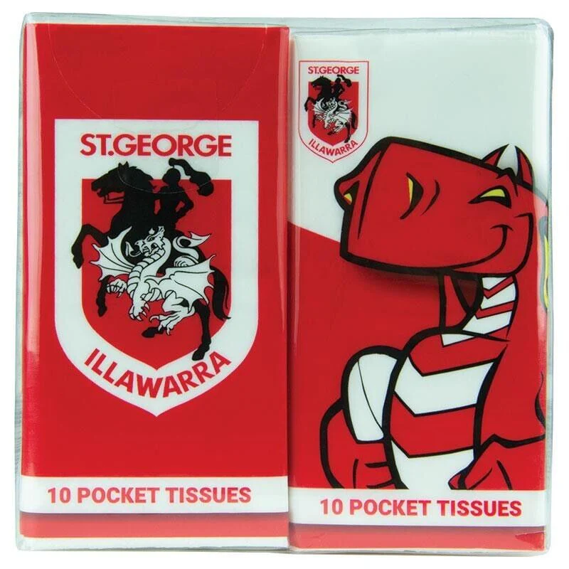NRL Mascot Pocket Tissue - St George Illawarra Dragons - 4 Pack - Image 2
