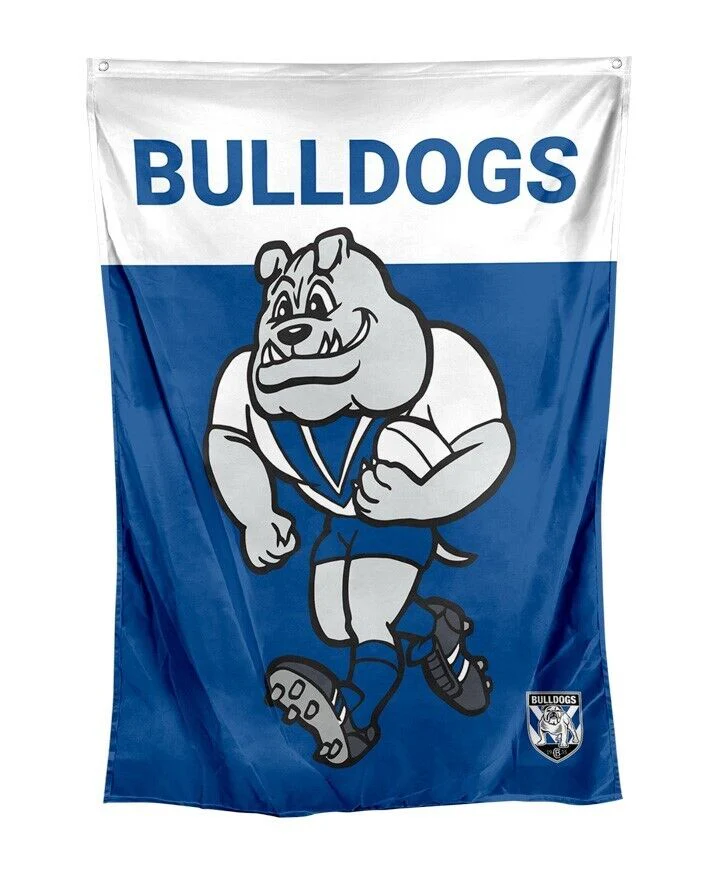 NRL Mascot Wall Flag - Canterbury Bulldogs - Cape Flag - Approx 100cm x 70cm - Image 2