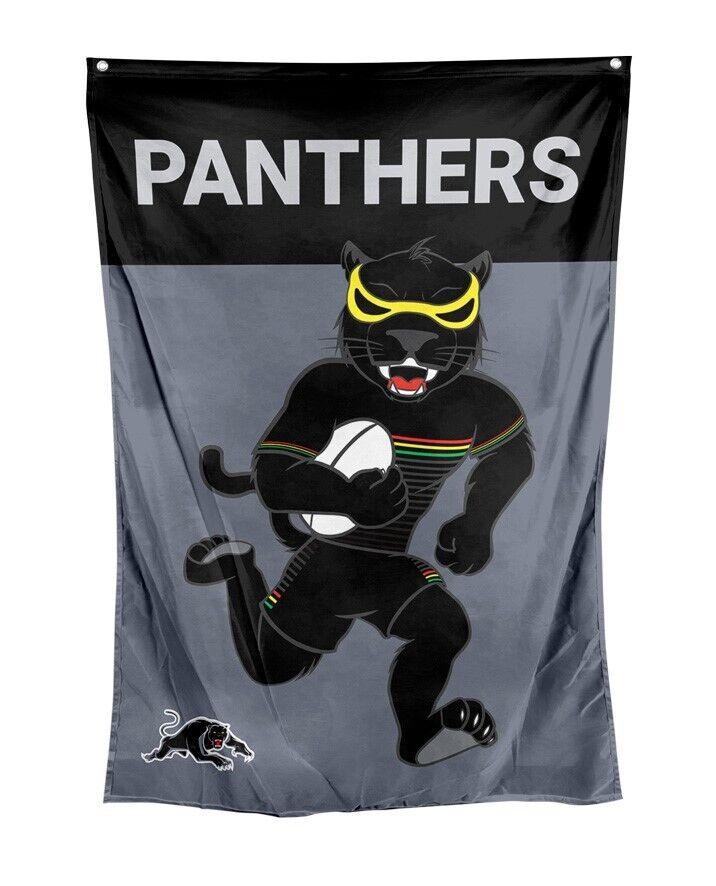 NRL Mascot Wall Flag - Penrith Panthers - Cape Flag - Approx 100cm x 70cm - Image 2