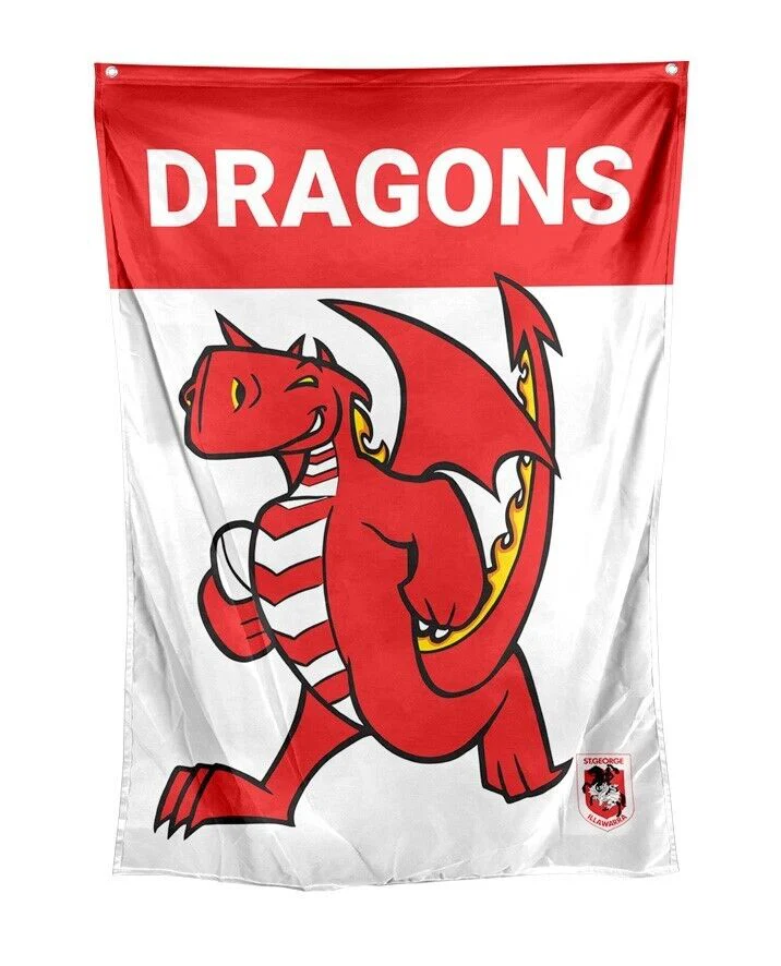 NRL Mascot Wall Flag - St George Illawarra Dragons - Cape - Approx 100cm x70cm - Image 2