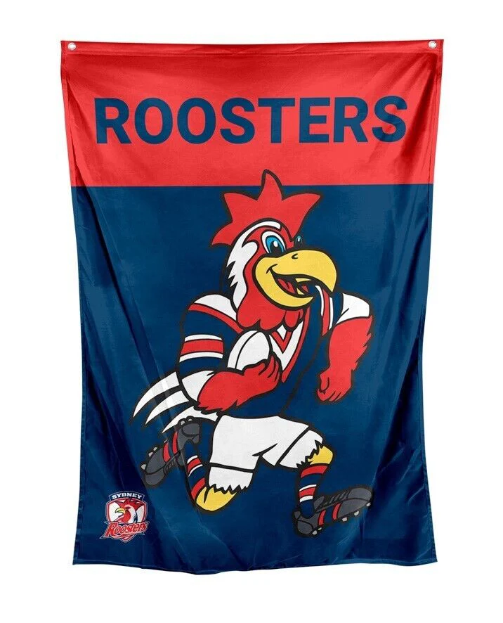 NRL Mascot Wall Flag - Sydney Roosters - Cape Flag - Approx 100cm x 70cm - Image 2