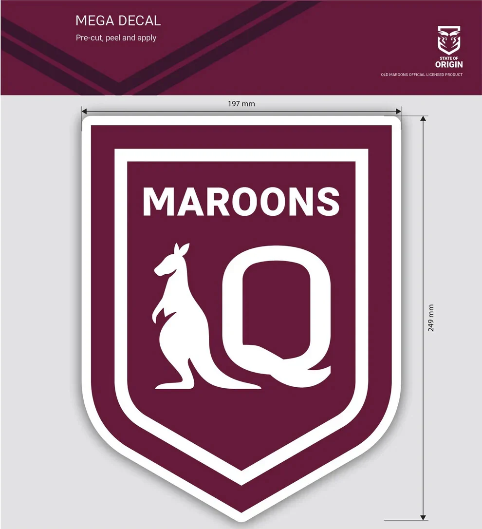 NRL Mega Decal New Design - Queensland Maroons - QLD - Car Sticker 250mm - Image 2
