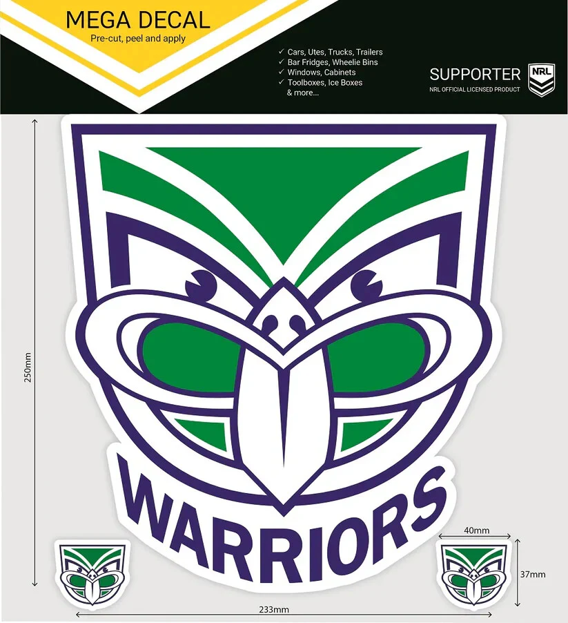 NRL Mega Decal - New Zealand Warriors - Car Sticker 250mm - NEW