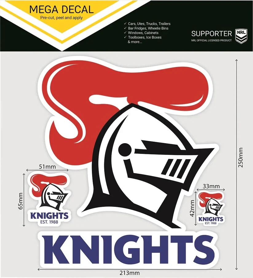 NRL Mega Decal - Newcastle Knights - Car Sticker 250mm - NEW - Image 2