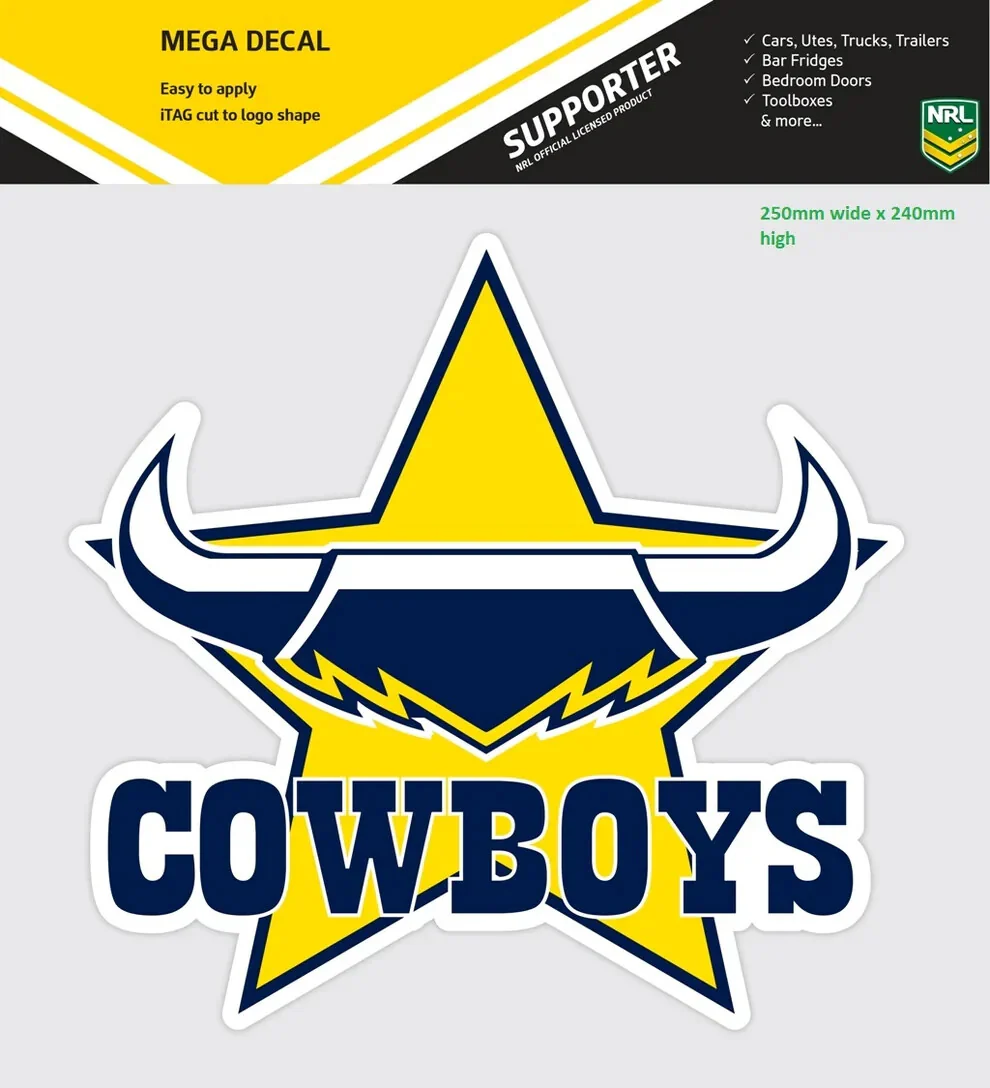 NRL Mega Decal - North Queensland Cowboys - Car Sticker 250mm - Image 2