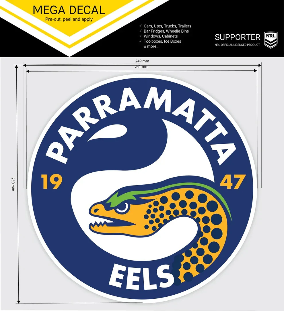 NRL Mega Decal - Parramatta Eels - Car Sticker 250mm - Image 2