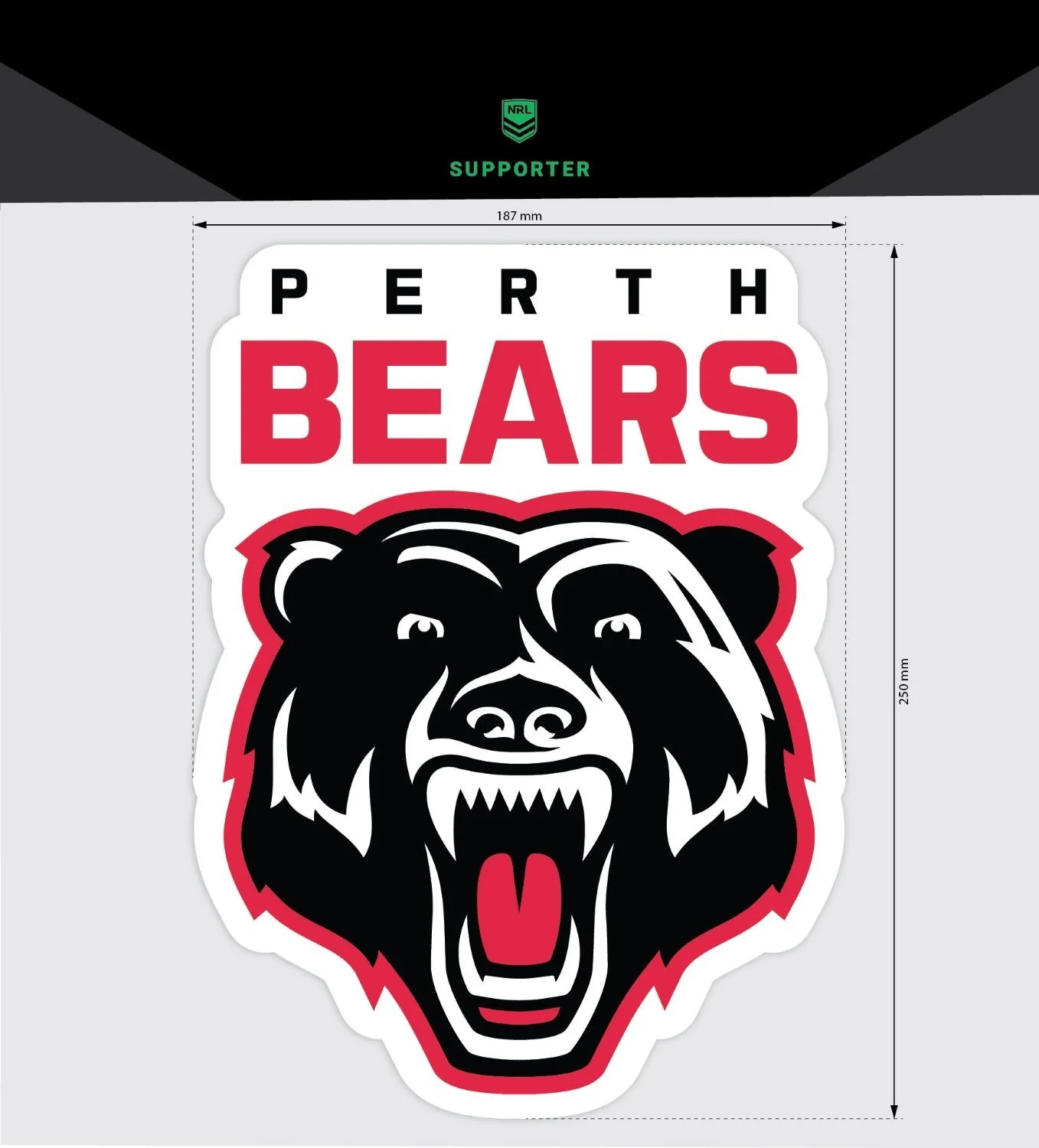 NRL Mega Decal  Perth Bears  Car Sticker 250mm
