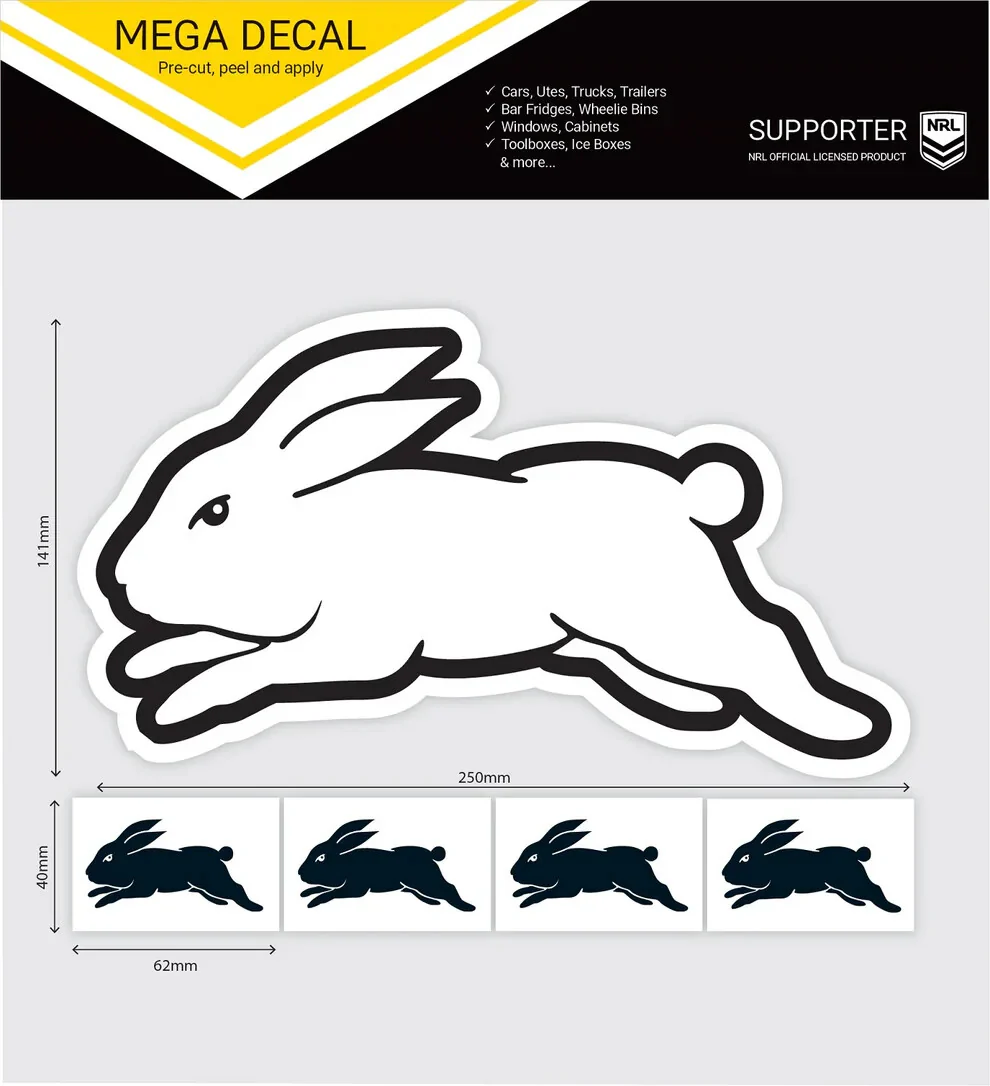 NRL Mega Decal Secondary Design - South Sydney Rabbitohs - Car Sticker 250mm - Image 2